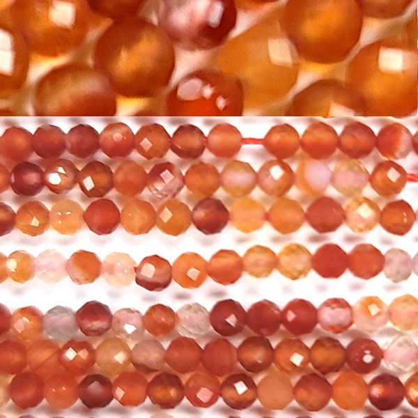 CARNELIAN NATURAL 03MM FACETED ROUND